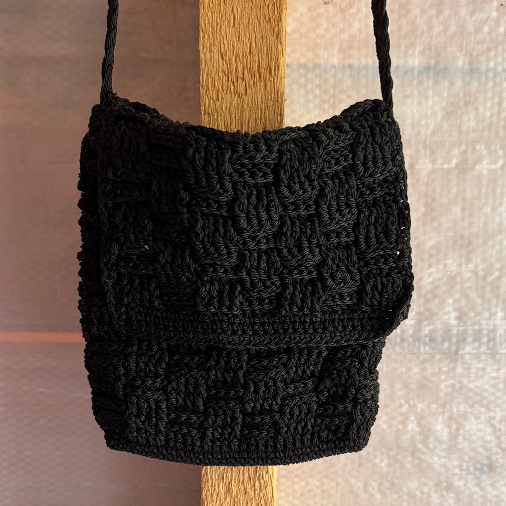 New York & Company Black Knit Crossbody Bag